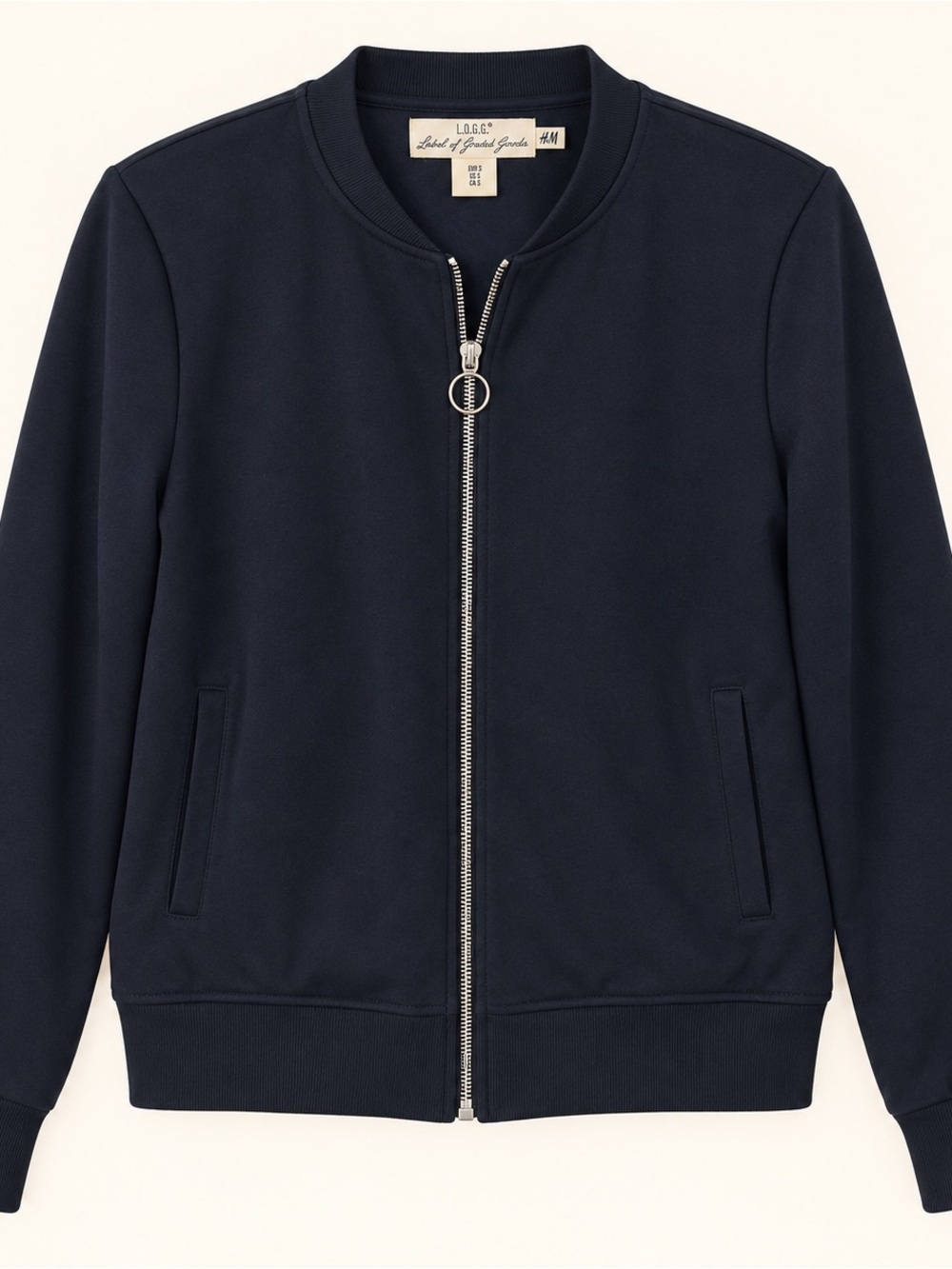 H&M L.O.G.G. Navy Zip-Up Bomber Jacket | Size S